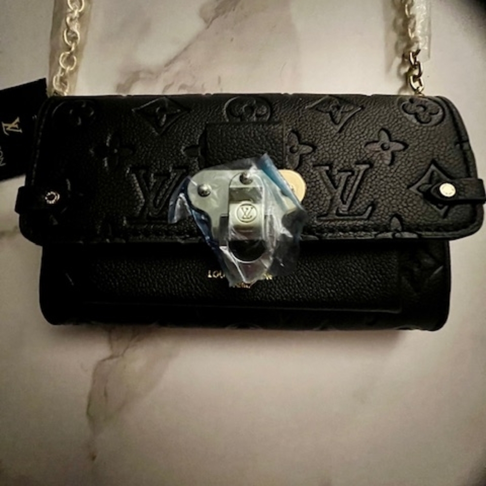 Black Designer Embossed Leather Bag